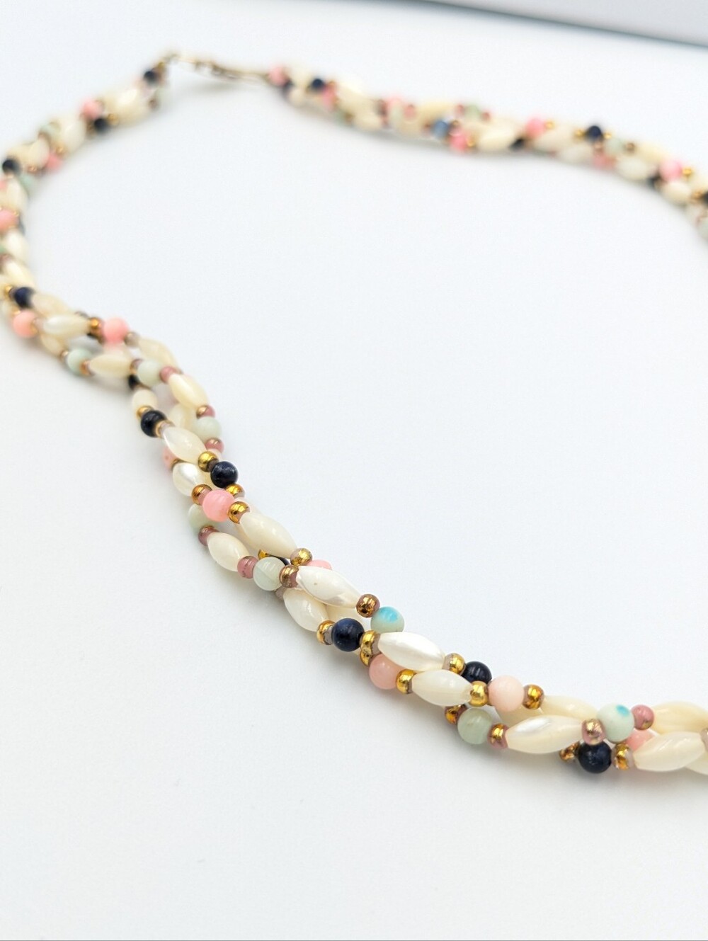 Vintage multi strand twisted beaded necklace